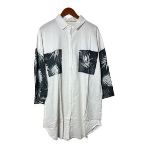 POL White and Black Patterned Women’s Button down Shirt